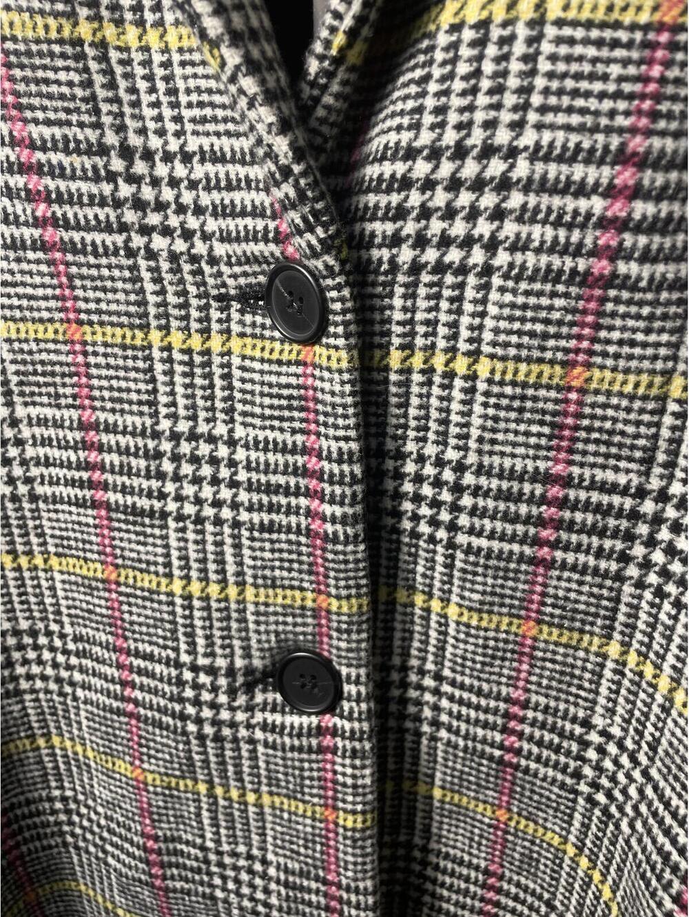 Topshop Wool Blend Plaid Long Pea Coat Button Womens Size 6 Plaid Career Fall - Picture 4 of 7